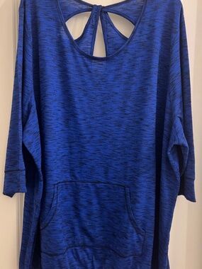 Catherines Blouse Top Size 4X Plus Size Pull Over Drawstring Kangaroo Pocket